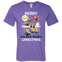 California Golden Bears T Shirts Minions Santa Claus Merry Christmas Men's V-Neck T-Shirt - The White Eagles