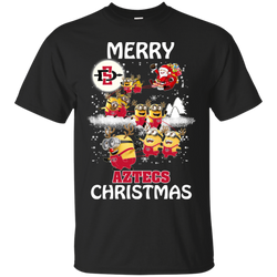 San Diego State Athletics Ugly Christmas Sweaters Minions Santa Claus Merry Christmas Cotton T-Shirt - The White Eagles