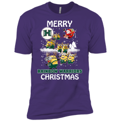 Hawaii Rainbow Warriors Ugly Christmas Sweaters Minions Santa Claus Merry Christmas Men's Sleeve Shirt - The White Eagles