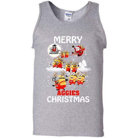 New Mexico State Aggies Ugly Christmas Sweaters Minions Santa Claus Merry Christmas Tank Top - The White Eagles