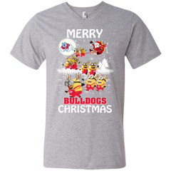 Fresno State Bulldogs Ugly Christmas Sweaters Minions Santa Claus Merry Christmas Men's V-Neck T-Shirt - The White Eagles