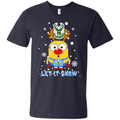 Minion Milwaukee Bucks Ugly Christmas Sweaters Let It Snow Men's V-Neck T-Shirt - The White Eagles