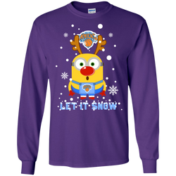 Minion New York Knicks Ugly Christmas Sweaters Let It Snow LS Cotton T-Shirt - The White Eagles