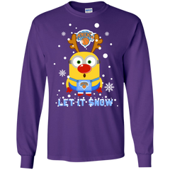 Minion New York Knicks Ugly Christmas Sweaters Let It Snow LS Cotton T-Shirt - The White Eagles