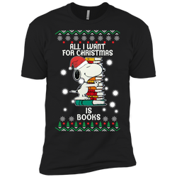 All I Want For Christmas Is Books Snoopy The Peanuts Movie Men's Sleeve Shirt - The White Eagles