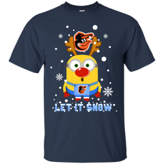Minion Baltimore Orioles  Ugly Christmas Sweaters Let It Snow Cotton T-Shirt - The White Eagles