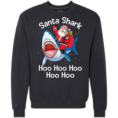 Santa Shark Hoo Hoo Hoo Hoo Hoo Christmas Ugly Christmas Sweater Sweatshirt - The White Eagles