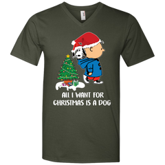 All I Want For Christmas Is A Dog Snoopy Charlie Brown The Peanuts Movie Men's V-Neck T-Shirt - The White Eagles