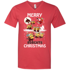 Texas State Bobcats Ugly Christmas Sweaters Minions Santa Claus Merry Christmas Men's V-Neck T-Shirt - The White Eagles