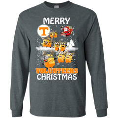Tennessee Volunteers Ugly Christmas Sweaters Minions Santa Claus Merry Christmas LS Cotton T-Shirt - The White Eagles
