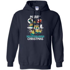 Coastal Carolina Chanticleers Ugly Christmas Sweaters Minions Santa Claus Merry Christmas Hoodie - The White Eagles