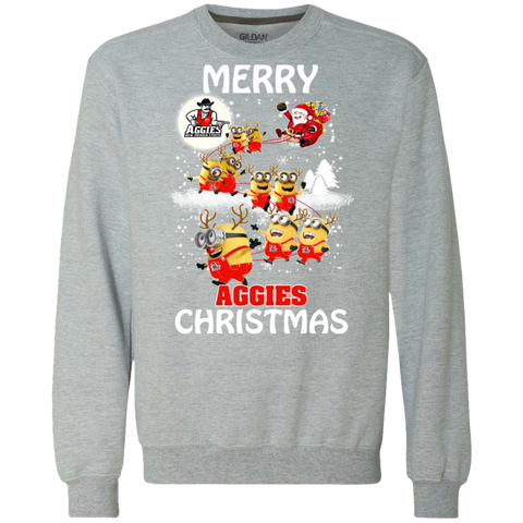 New Mexico State Aggies Ugly Christmas Sweaters Minions Santa Claus Merry Christmas Sweatshirt - The White Eagles