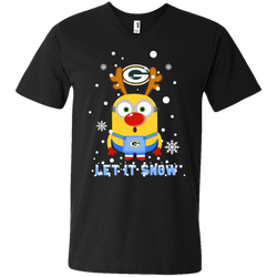 Minion Green Bay Packers Ugly Christmas Sweaters Let It Snow Men's V-Neck T-Shirt - The White Eagles