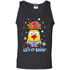 Minion Calgary Flames Ugly Christmas Sweaters Let It Snow Tank Top - The White Eagles