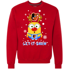 Minion Baltimore Orioles  Ugly Christmas Sweaters Let It Snow Sweatshirt - The White Eagles