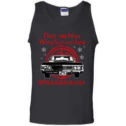 Deck The Halls With Salt And Iron Impala Lalalalalalala Supernatural Ugly Christmas Sweater Tank Top - The White Eagles
