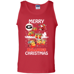 Georgia Bulldogs Ugly Christmas Sweaters Minions Santa Claus Merry Christmas Tank Top - The White Eagles