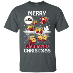 Louisiana Monroe Warhalks Ugly Christmas Sweaters Minions Santa Claus Cotton T-Shirt - The White Eagles
