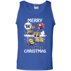 Washington Huskies Ugly Christmas Sweaters Minions Santa Claus Merry Christmas Tank Top - The White Eagles