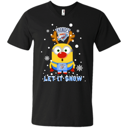 Minion Oklahoma City Thunder Ugly Christmas Sweaters Let It Snow Men's V-Neck T-Shirt - The White Eagles