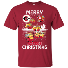 San Diego State Athletics Ugly Christmas Sweaters Minions Santa Claus Merry Christmas Cotton T-Shirt - The White Eagles