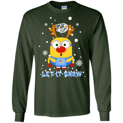 Minion Nashville Predators Ugly Christmas Sweaters Let It Snow LS Cotton T-Shirt - The White Eagles