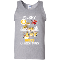 Oregon Ducks Ugly Christmas Sweaters Minions Santa Claus Merry Christmas Tank Top - The White Eagles