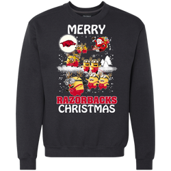 Arkansas Razorback Ugly Christmas Sweaters Minions Santa Claus Merry Christmas Sweatshirt - The White Eagles