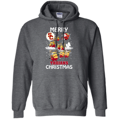Usc Trojans Ugly Christmas Sweaters Minions Santa Claus Merry Christmas Hoodie - The White Eagles