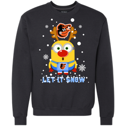 Minion Baltimore Orioles  Ugly Christmas Sweaters Let It Snow Sweatshirt - The White Eagles