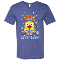 Minion Cleveland Browns Ugly Christmas Sweaters Let It Snow Men's V-Neck T-Shirt - The White Eagles
