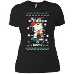 All I Want For Christmas Is Books Snoopy The Peanuts Movie Ladies' Shirt - The White Eagles