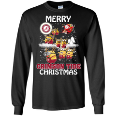 Alabama Crimson Tide T Shirts Minions Santa Claus Merry Christmas LS Cotton T-Shirt - The White Eagles
