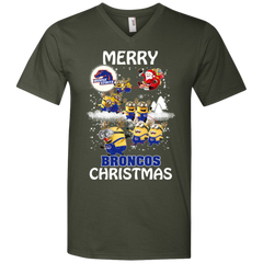 Boise State Broncos Ugly Christmas Sweaters Minions Santa Claus Merry Christmas Men's V-Neck T-Shirt - The White Eagles
