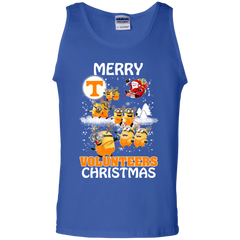 Tennessee Volunteers Ugly Christmas Sweaters Minions Santa Claus Merry Christmas Tank Top - The White Eagles