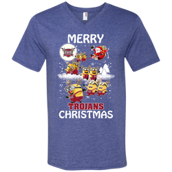 Troy Trojans Ugly Christmas Sweaters Minions Santa Claus Merry Christmas Men's V-Neck T-Shirt - The White Eagles