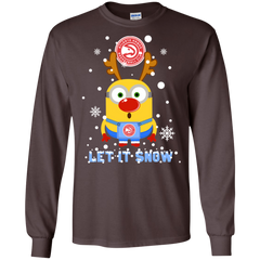 Minion Atlanta Hawks Ugly Christmas Sweaters Let It Snow LS Cotton T-Shirt - The White Eagles