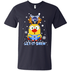 Minion Charlotte Hornets Ugly Christmas Sweaters Let It Snow Men's V-Neck T-Shirt - The White Eagles