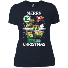 Eastern Michigan Eagles Ugly Christmas Sweaters Minions Santa Claus Merry Christmas Ladies' Shirt - The White Eagles