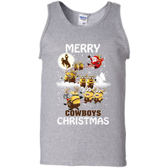Wyoming Cowboys Ugly Christmas Sweaters Minions Santa Claus Merry Christmas Tank Top - The White Eagles