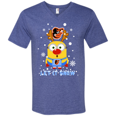 Minion Baltimore Orioles  Ugly Christmas Sweaters Let It Snow Men's V-Neck T-Shirt - The White Eagles