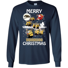 Western Michigan Broncos Ugly Christmas Sweaters Minions Santa Claus Merry Christmas LS Cotton T-Shirt - The White Eagles
