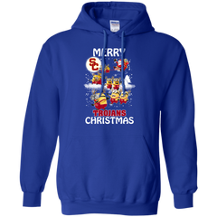 Usc Trojans Ugly Christmas Sweaters Minions Santa Claus Merry Christmas Hoodie - The White Eagles
