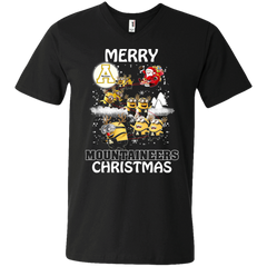 Appalachian State Mountaineers T Shirts Minions Santa Claus Merry Christmas Men's V-Neck T-Shirt - The White Eagles