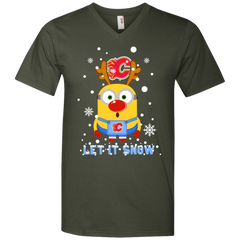Minion Calgary Flames Ugly Christmas Sweaters Let It Snow Men's V-Neck T-Shirt - The White Eagles