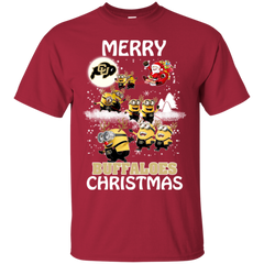 Colorado Buffaloes Ugly Christmas Sweaters Minions Santa Claus Merry Christmas Cotton T-Shirt - The White Eagles