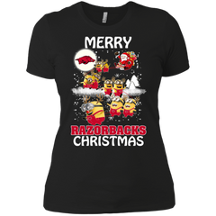 Arkansas Razorback Ugly Christmas Sweaters Minions Santa Claus Merry Christmas Ladies' Shirt - The White Eagles