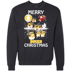 Oregon Ducks Ugly Christmas Sweaters Minions Santa Claus Merry Christmas Sweatshirt - The White Eagles