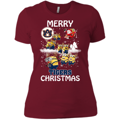 Auburn Tigers T Shirts Minions Santa Claus Merry Christmas Ladies' Shirt - The White Eagles