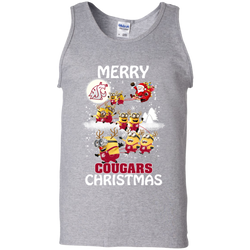 Washington State Cougars Ugly Christmas Sweaters Minions Santa Claus Merry Christmas Tank Top - The White Eagles